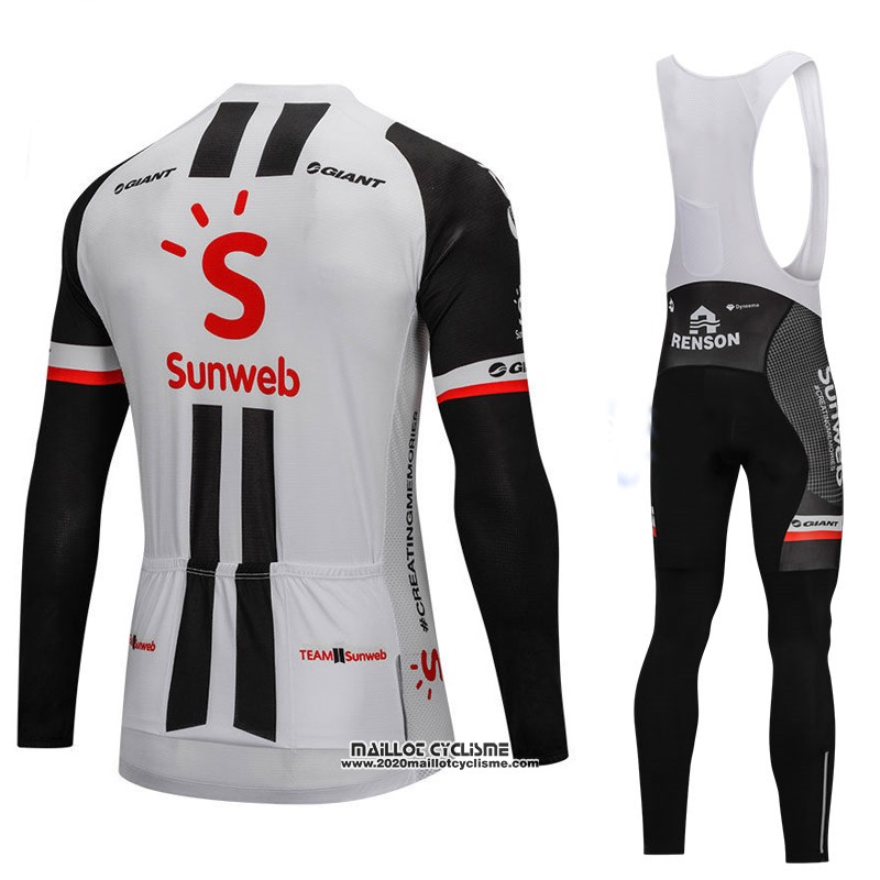2018 Maillot Ciclismo Sunweb Gris et Noir Manches Longues et Cuissard